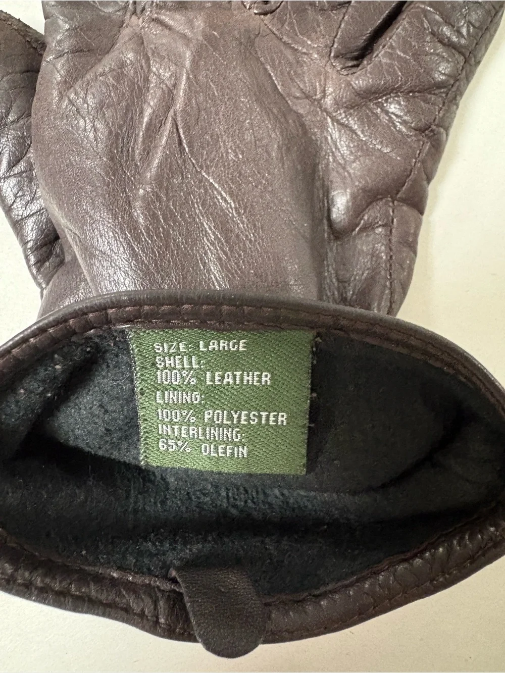 Vintage Womens Classic Brown Soft Leather Driving Winter Gloves Large